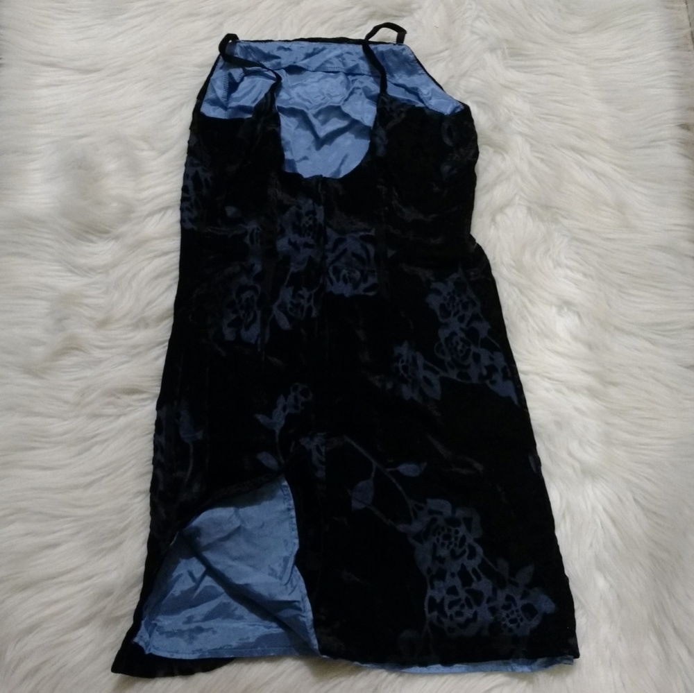 VINTAGE Black Velvet Box Cut Body Con Zip Up Back Mini Dress - Picture 13 of 15